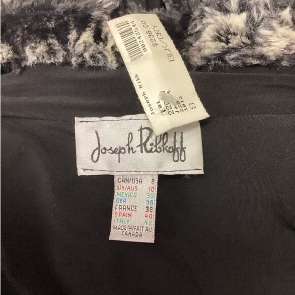 Joseph Ribkoff Women’s Mixed Media Open Front Faux Fur Trim Cardigan, Black, 8 - Picture 7 of 10